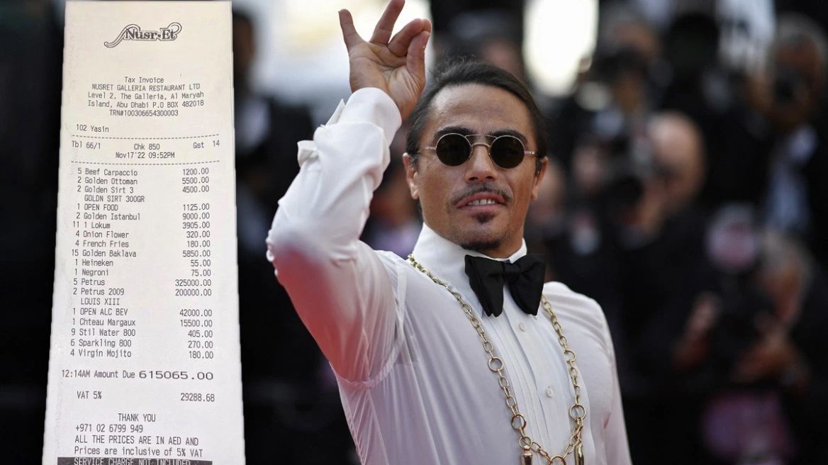 «Salt Bae»: Πλήρωσαν… 161.000 ευρώ για τις «χρυσές» μπριζόλες του Νουσρέτ