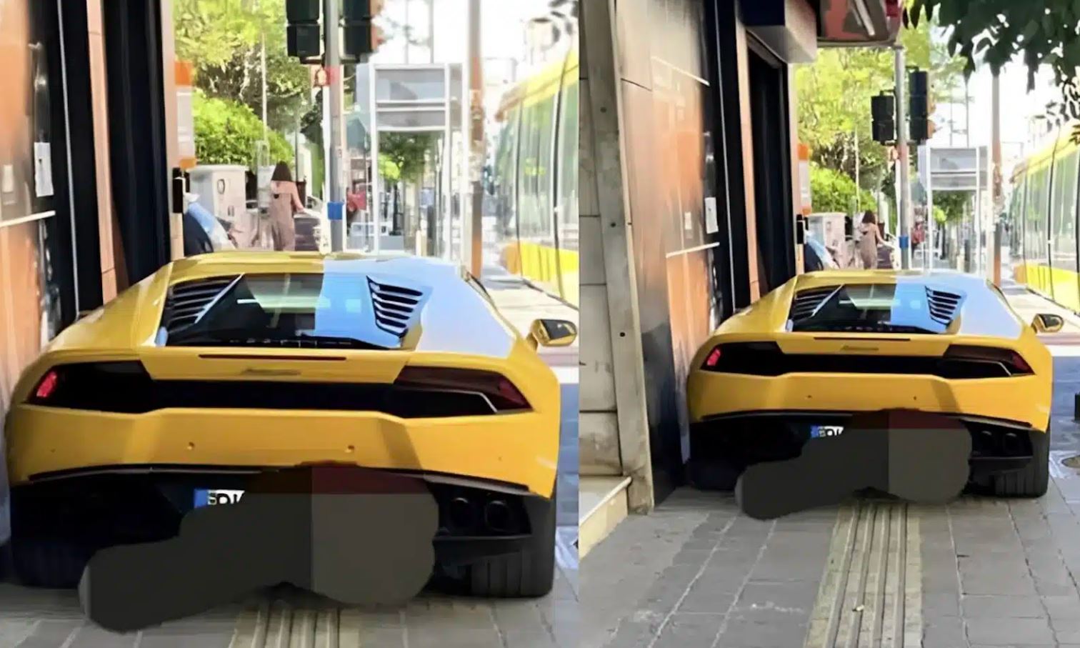 Προκλητικός οδηγός πάρκαρε την Lamborghini πάνω σε πεζοδρόμιο και οδηγό τυφλών στον Πειραιά